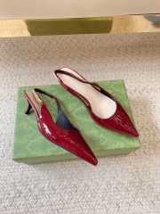 Uubags | Gucci Rosso Ancora red patent leather slingback pump - 6