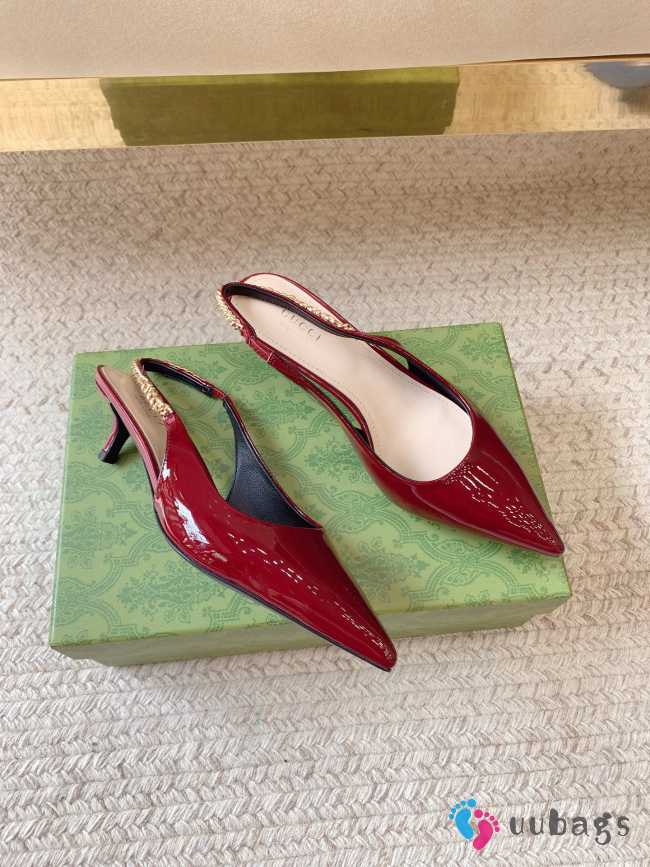 Uubags | Gucci Rosso Ancora red patent leather slingback pump - 1