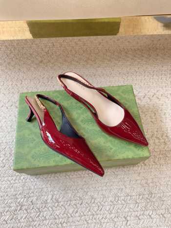 Uubags | Gucci Rosso Ancora red patent leather slingback pump