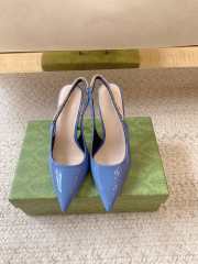 Uubags | Gucci Rosso Ancora blue patent leather slingback pump - 6