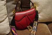 Uubags | Dior Smooth Calfskin Mini Saddle Bag Red 25.5x20x6.5cm - 2