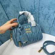 Uubags | Miu Miu Arcadie matelassé nappa leather bag in blue 19x13x6cm - 2