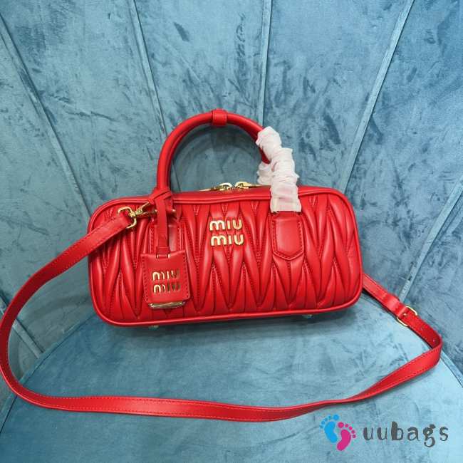 Uubags | Miu Miu Arcadie matelassé nappa leather bag in red 27x12x9cm - 1