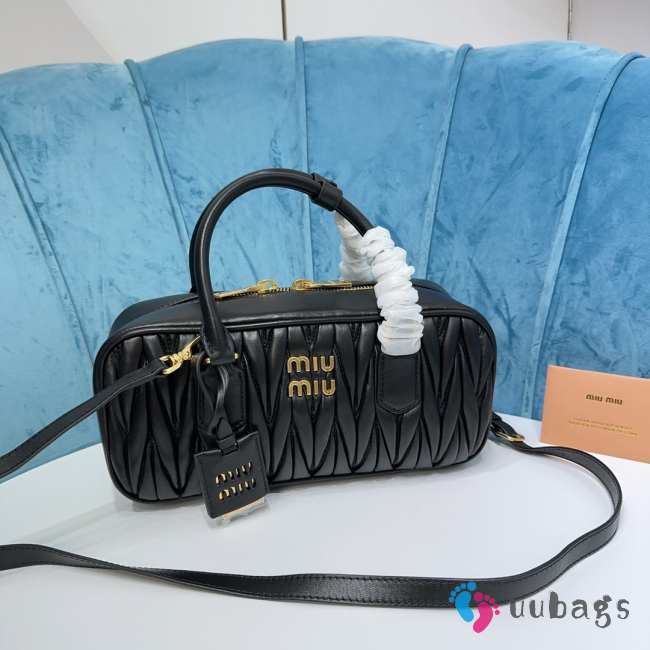 Uubags | Miu Miu Arcadie matelassé nappa leather bag in black 27x12x9cm - 1