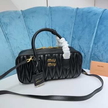 Uubags | Miu Miu Arcadie matelassé nappa leather bag in black 27x12x9cm