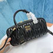 Uubags | Miu Miu Arcadie matelassé nappa leather bag in black 27x12x9cm - 3