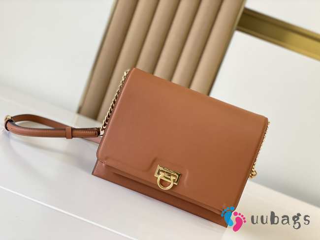 Uubags | Ferragamo Trifolio Flap Bag In Brown 24x10x18cm - 1