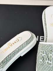 Uubags | Chanel Tweed Chain Logo Lettering Mule Slippers In Green - 5