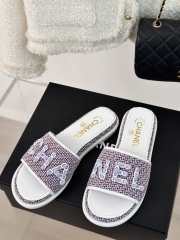 Uubags | Chanel Tweed Chain Logo Lettering Mule Slippers In Purple - 6