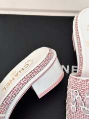 Uubags | Chanel Tweed Chain Logo Lettering Mule Slippers In Pink 4.5cm - 6