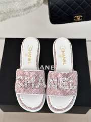 Uubags | Chanel Tweed Chain Logo Lettering Mule Slippers In Pink 4.5cm - 2