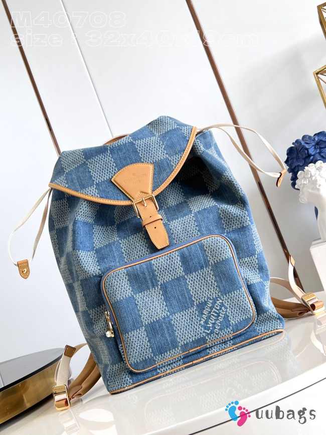 Uubags | Louis Vuitton M46683 Montsouris Denim Backpack 32x40x19cm - 1