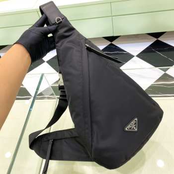 Uubags | Sea Beyond Re-Nylon and leather backpack in black 37.5x26.5cm