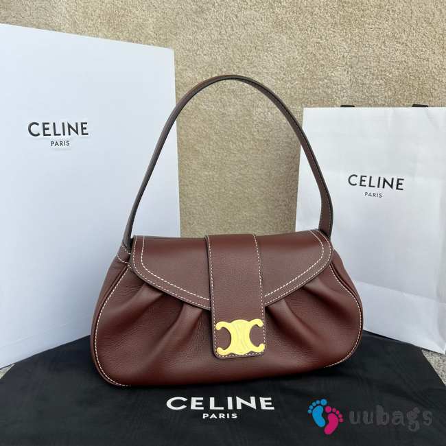 Uubags | Celine Medium Polly Bag In Supple Calfskin Brown 33x19x9cm - 1