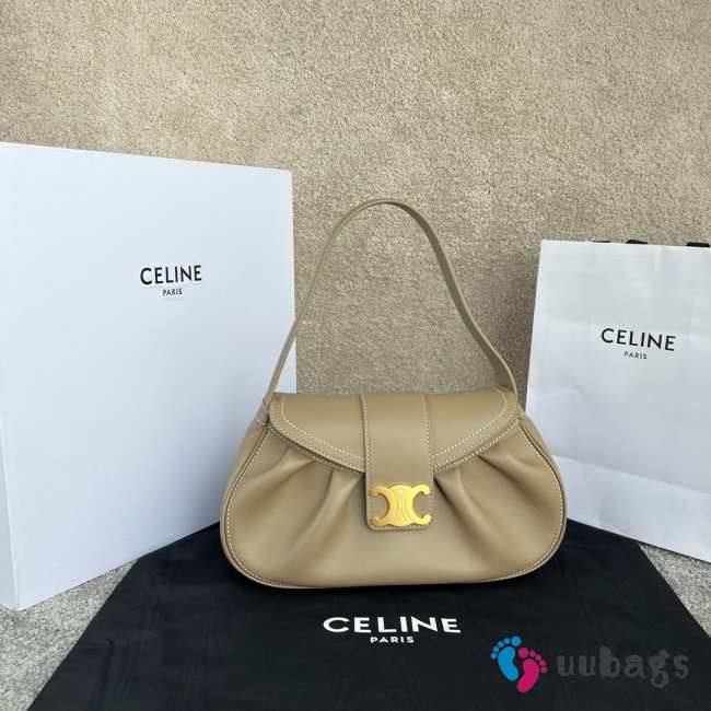 Uubags | Celine Medium Polly Bag In Supple Calfskin Brown Sepia 33x19x9cm - 1