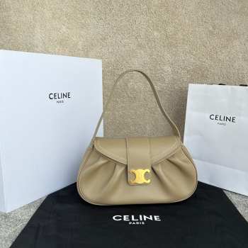 Uubags | Celine Medium Polly Bag In Supple Calfskin Brown Sepia 33x19x9cm