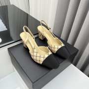 Uubags | Chanel Slingback Beige & Black Goatskin & Grosgrain 4.5cm - 1