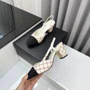 Uubags | Chanel Slingback White & Black Goatskin & Grosgrain 4.5cm - 4