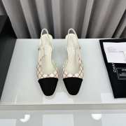 Uubags | Chanel Slingback White & Black Goatskin & Grosgrain 4.5cm - 3