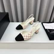 Uubags | Chanel Slingback White & Black Goatskin & Grosgrain 4.5cm - 5