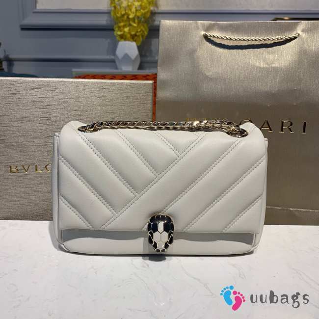 Uubags | Bvlgari Serpenti Cabochon Shoulder Bag In White 22x15x10cm - 1