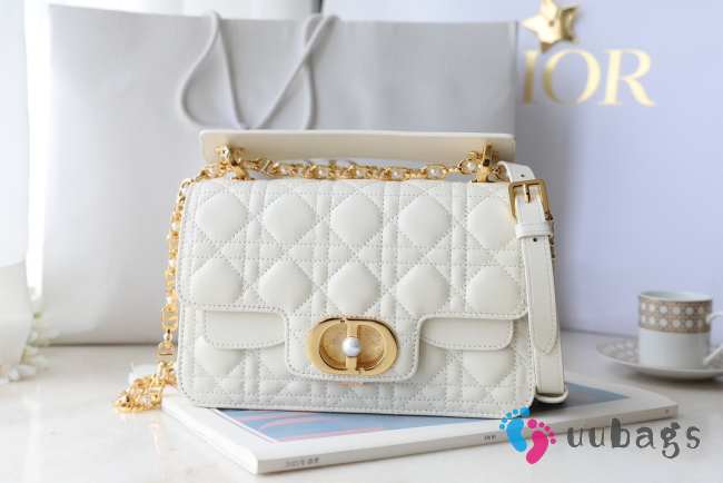 Uubags | Small Dior Jolie Top Handle Bag In White 22x14x8cm - 1