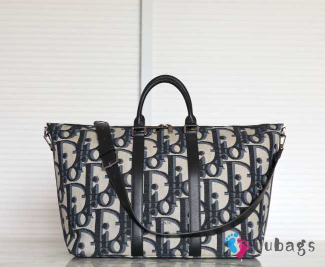 Uubags | Weekender 25 Black Maxi Dior Oblique Jacquard in beige and black 40x33x22.5cm - 1