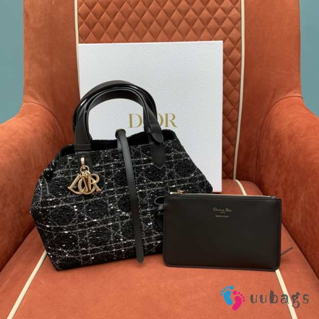 Uubags | Dior Toujours Bag Black Cannage Tweed 28x21x19cm - 1