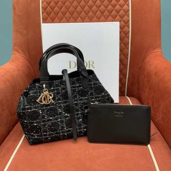 Uubags | Dior Toujours Bag Black Cannage Tweed 28x21x19cm