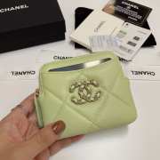 Uubags | Chanel 19 Coin Purse With Zipper Avocado Green 9.5x10.5x2.5cm - 1