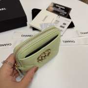 Uubags | Chanel 19 Coin Purse With Zipper Avocado Green 9.5x10.5x2.5cm - 3