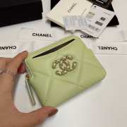 Uubags | Chanel 19 Coin Purse With Zipper Avocado Green 9.5x10.5x2.5cm - 5