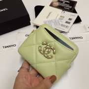 Uubags | Chanel 19 Coin Purse With Zipper Avocado Green 9.5x10.5x2.5cm - 6