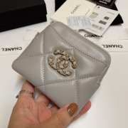 Uubags | Chanel 19 Coin Purse With Zipper Grey 9.5x10.5x2.5cm - 6