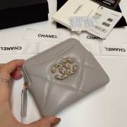 Uubags | Chanel 19 Coin Purse With Zipper Grey 9.5x10.5x2.5cm - 3