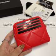 Uubags | Chanel 19 Coin Purse With Zipper Red 9.5x10.5x2.5cm - 6