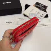 Uubags | Chanel 19 Coin Purse With Zipper Red 9.5x10.5x2.5cm - 4