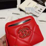 Uubags | Chanel 19 Coin Purse With Zipper Red 9.5x10.5x2.5cm - 2