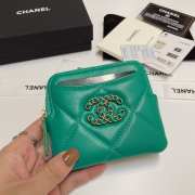 Uubags | Chanel 19 Coin Purse With Zipper Green 9.5x10.5x2.5cm - 1