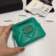 Uubags | Chanel 19 Coin Purse With Zipper Green 9.5x10.5x2.5cm - 4