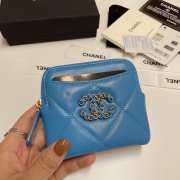 Uubags | Chanel 19 Coin Purse With Zipper Blue 9.5x10.5x2.5cm - 1