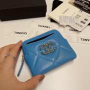 Uubags | Chanel 19 Coin Purse With Zipper Blue 9.5x10.5x2.5cm - 6