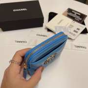 Uubags | Chanel 19 Coin Purse With Zipper Blue 9.5x10.5x2.5cm - 5