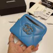 Uubags | Chanel 19 Coin Purse With Zipper Blue 9.5x10.5x2.5cm - 3