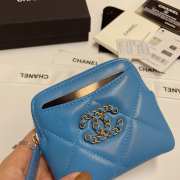 Uubags | Chanel 19 Coin Purse With Zipper Blue 9.5x10.5x2.5cm - 2