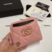 Uubags | Chanel 19 Coin Purse With Zipper Pink 9.5x10.5x2.5cm - 1