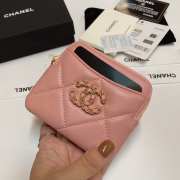 Uubags | Chanel 19 Coin Purse With Zipper Pink 9.5x10.5x2.5cm - 3