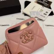 Uubags | Chanel 19 Coin Purse With Zipper Pink 9.5x10.5x2.5cm - 6