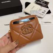 Uubags | Chanel 19 Coin Purse With Zipper Brown 9.5x10.5x2.5cm - 1