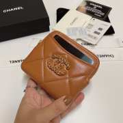 Uubags | Chanel 19 Coin Purse With Zipper Brown 9.5x10.5x2.5cm - 6